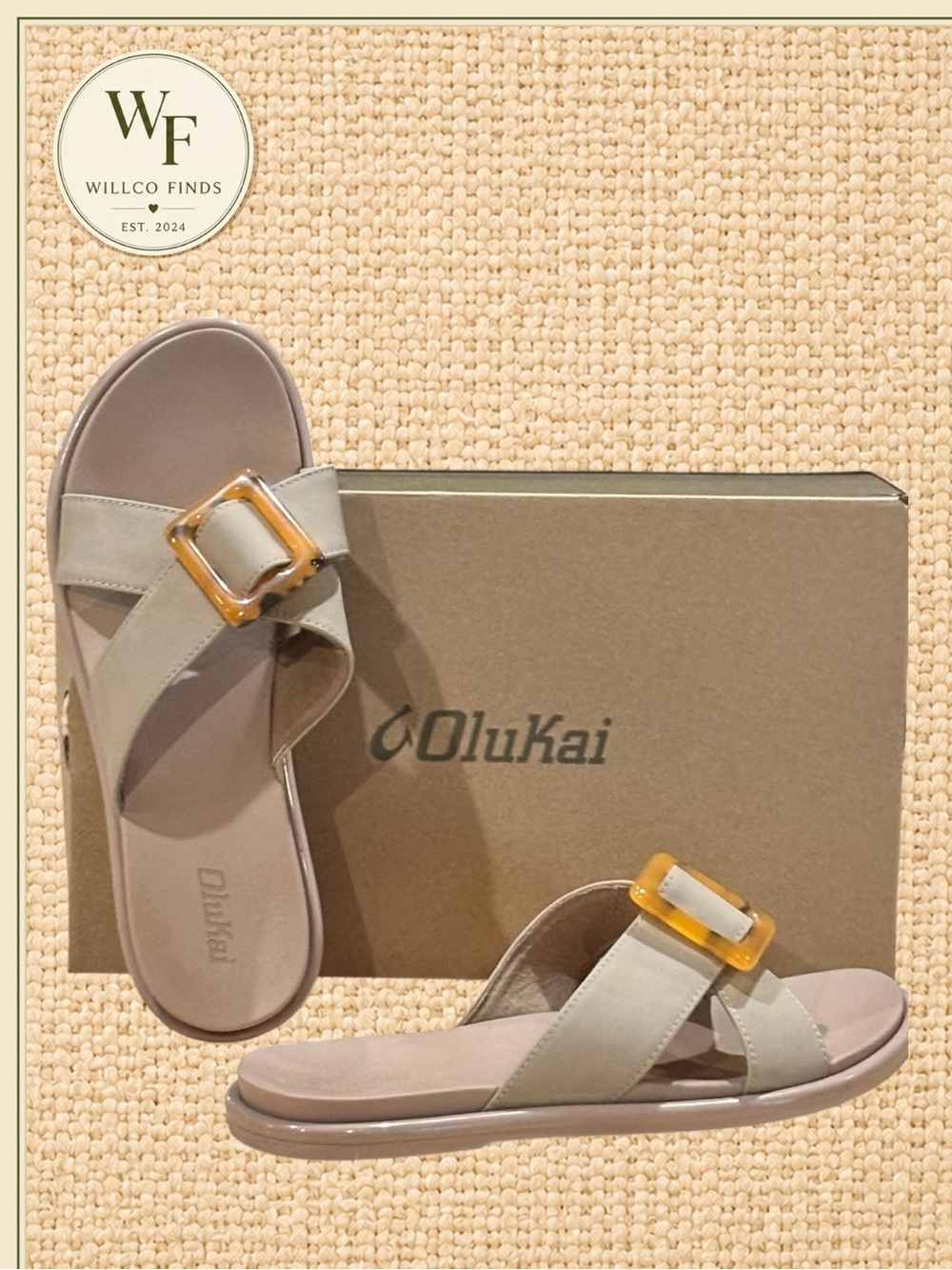 OluKai La‘i Slide Sandals Women’s 8 Taupe Tortoise Buckle 20511-TQTQ